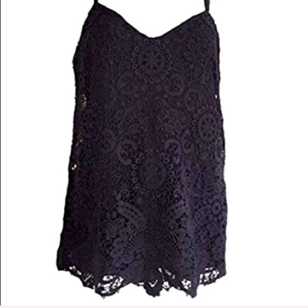 Ralph Lauren Black Floral Lace Velvet Camisole